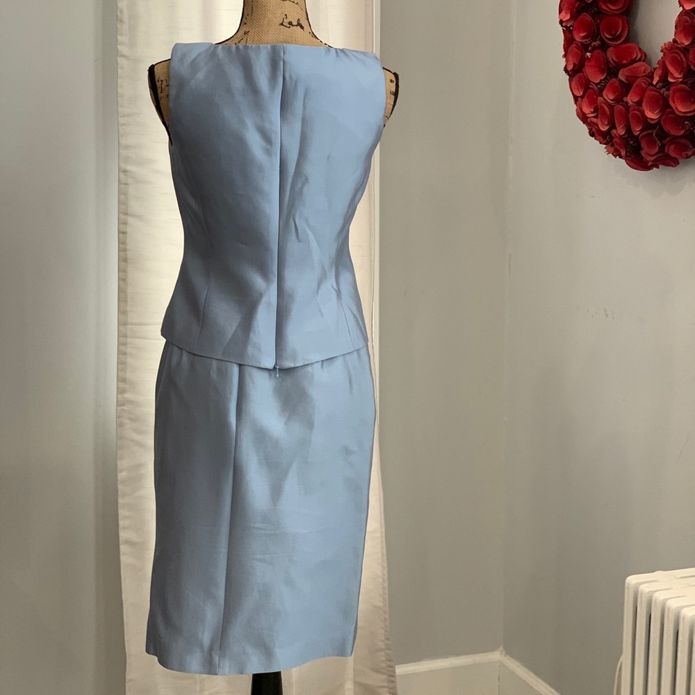 Talbots 3-piece silk blend blue skirt suit size 4 - Picture 3 of 8
